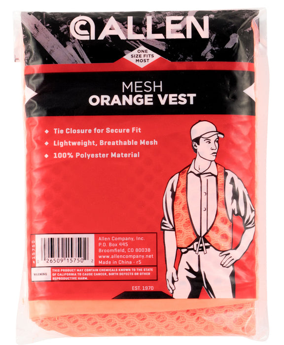 Allen 15750 Safety Vest OSFA Orange Polyester Mesh