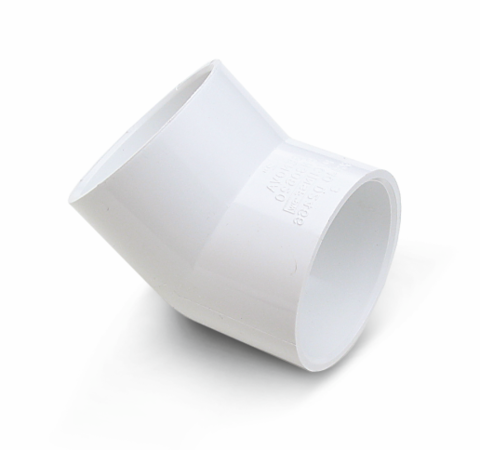 Genova Products Pipe Elbow, 1-1/2 In Slip, 45 Deg, White