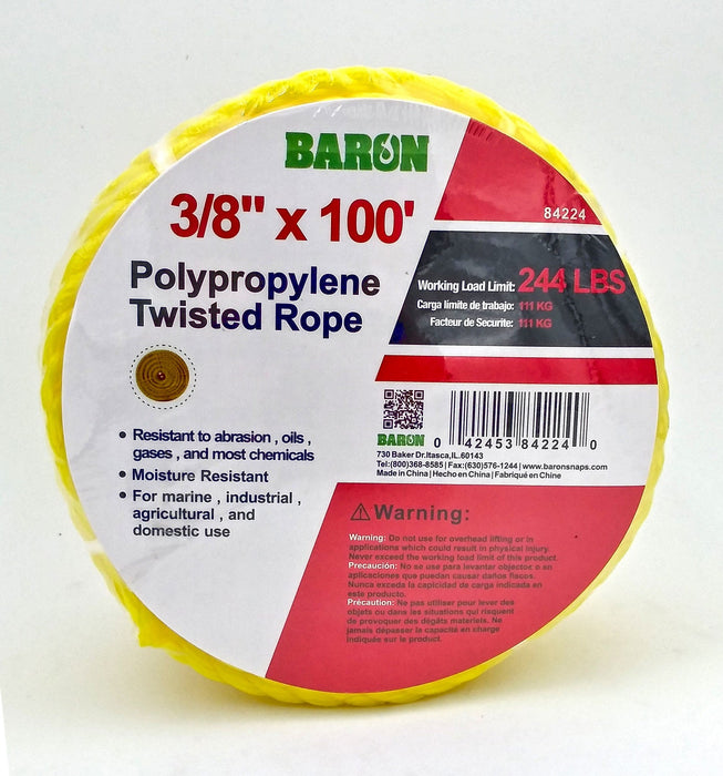 Baron Twisted Yellow Polypropylene Rope
