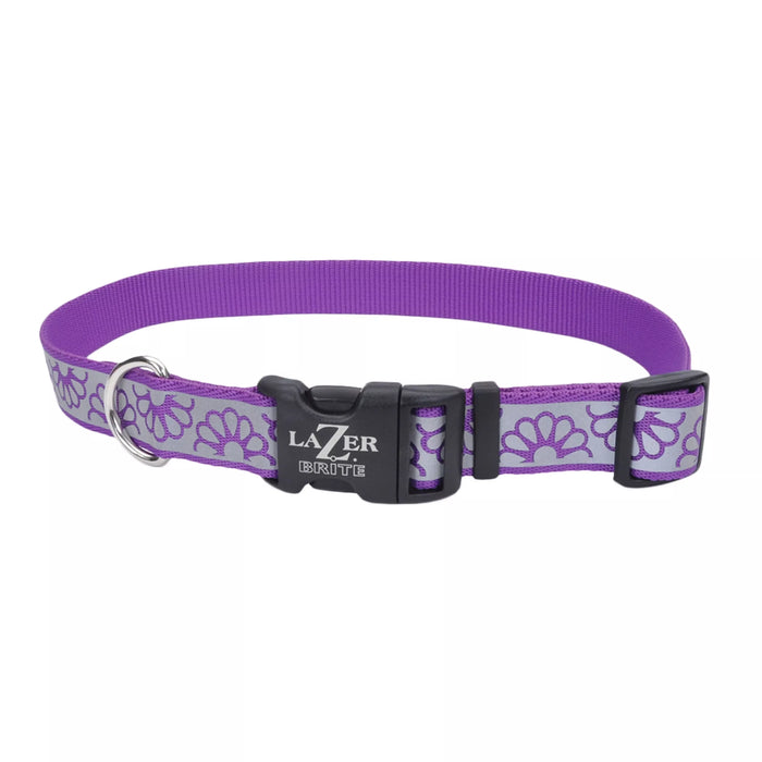 Coastal Pet Products Lazer Brite Reflective Open-Design Adjustable Collar (1" x 18"-26", Pink Zebra)