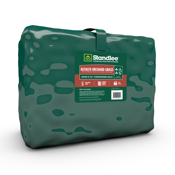 Standlee Premium Western Forage Alfalfa Orchard Grass Grab & Go Compressed Hay Bale