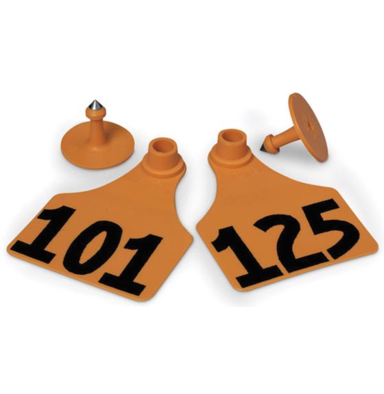 Allflex Global Ear Tag, 3" X 2.25", Large, Orange, 101-125