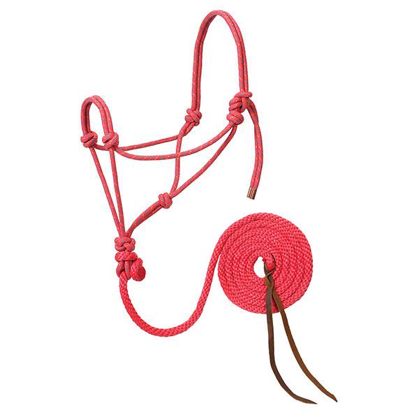 Weaver Leather Diamond Braid Rope Halter And Lead Pink/Gold/Turquoise 1/2" x 10'