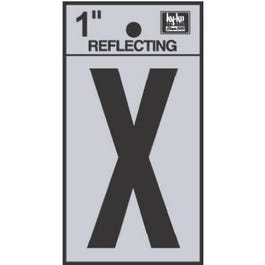 Address Letters, "X", Reflective Black/Silver Vinyl, Adhesive, 1-In.