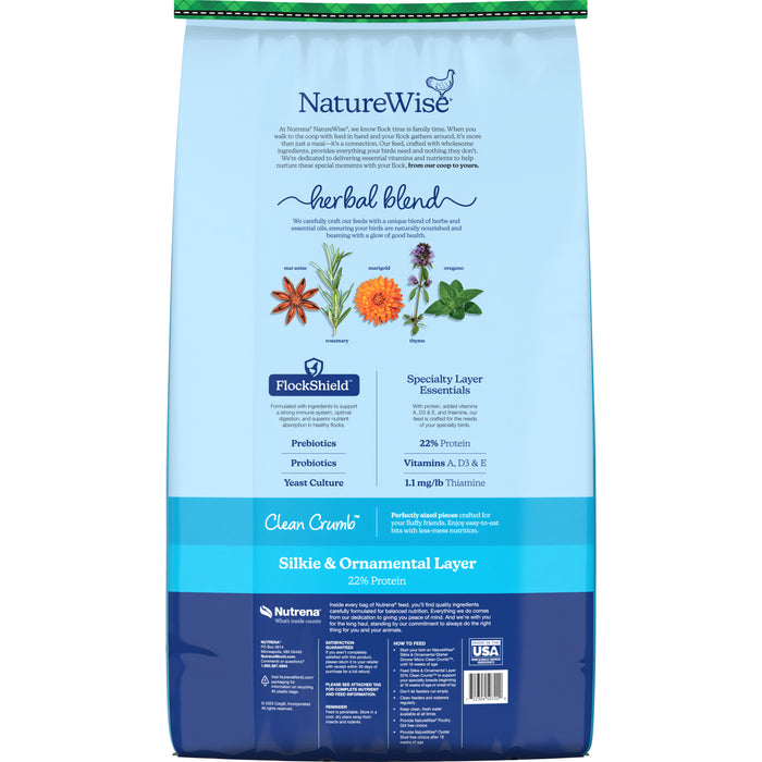NatureWise® 22% Protein Silkie & Ornamental Layer Clean Crumb™ Poultry Feed
