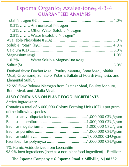 Espoma Azalea-Tone Plant Food 4-3-4 Formula