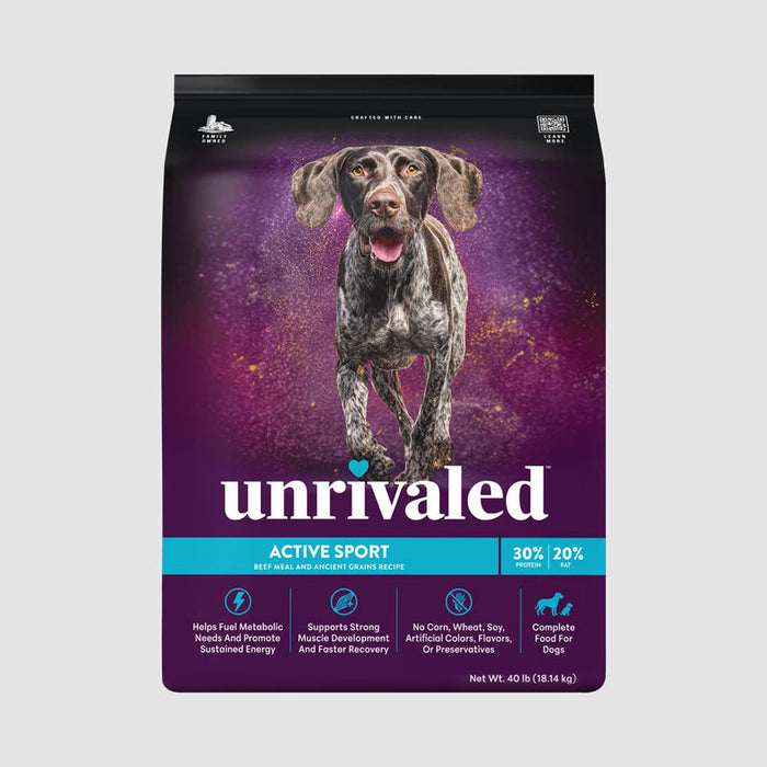 Unrivaled Active Sport Beef Meal and Ancient Grains Recipe 30/20 Dog Food