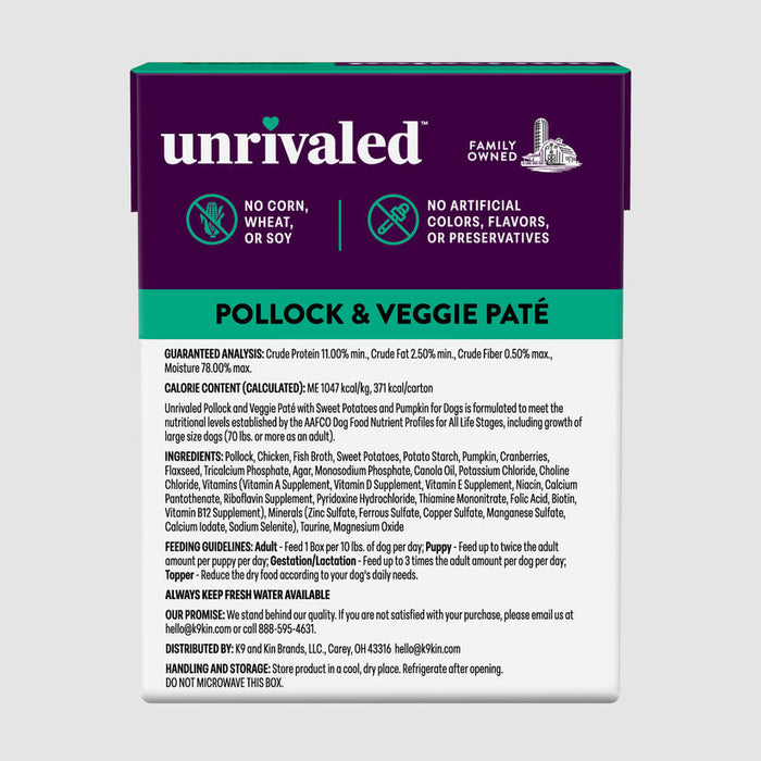 Unrivaled Pollock & Veggie Paté Wet Dog Food