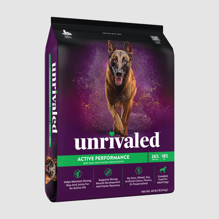 Unrivaled Active Performance Beef Meal and Ancient Grains Recipe 26/18 Dog Food