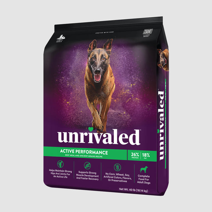 Unrivaled Active Performance Beef Meal and Ancient Grains Recipe 26/18 Dog Food