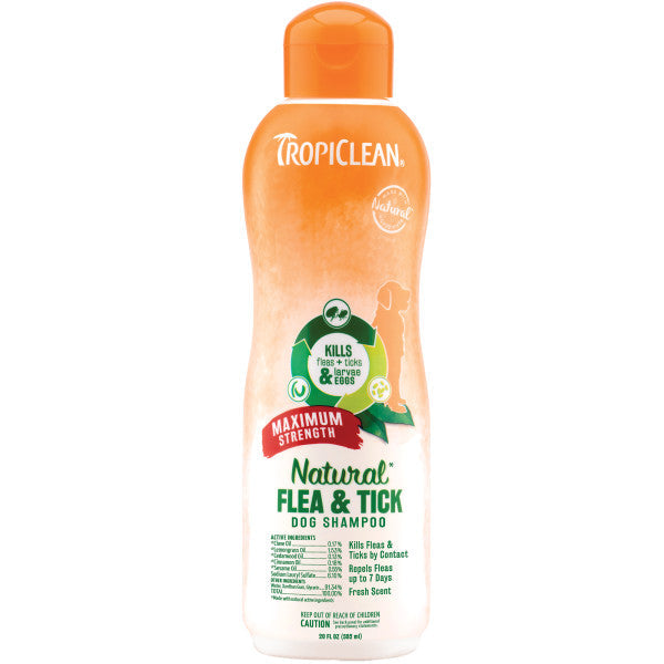 TropiClean Natural Flea Tick Maximum Strength Shampoo for Dogs