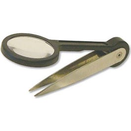 Nickel Plated Tweezers with Attached Magnifying Lens Bucket, 3.5-In., 30-Pc.