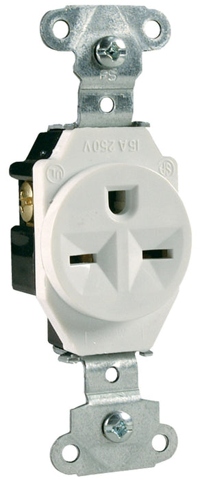 Pass & Seymour 15A 250V Heavy Duty Spec-Grade Single Receptacle, Back and Side Wire, White