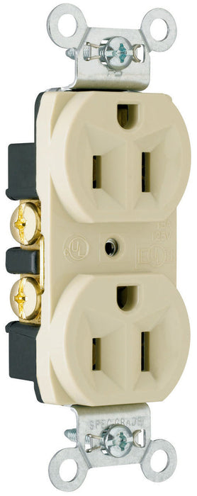 Pass & Seymour 15A 125V Commercial Spec-Grade Duplex Receptacle, Back and Side Wire, Ivory