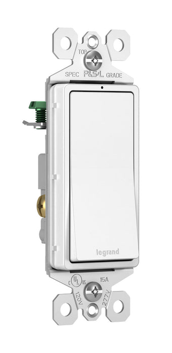 Pass & Seymour White Single-Pole Premium Decorator Lighted Switch, , 15A, 120/277V,