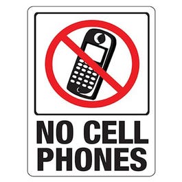 No Cell Phones Sign , 8.5 x 12-In.