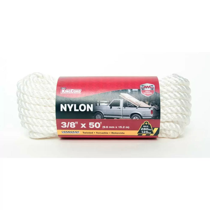 Mibro King Cord 3/8" x 50' Nylon Twisted Rope (White)
