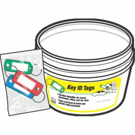 Hy-ko Products Company Key Identification Tag with Split Ring In Display Bucket, Assorted, 20 Piece