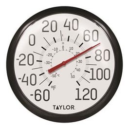 13-1/4-Inch Diameter White Outdoor Dial Thermometer