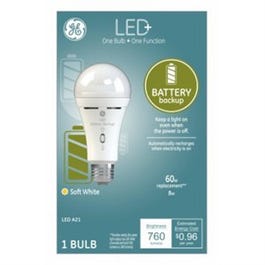 LED+  Battery Back Up Bulb, A21, 760 Lumens, 8-Watt