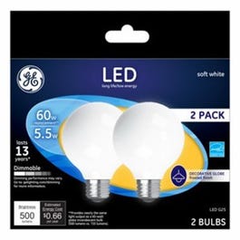 LED Light Bulbs, Soft White, Frosted, 500 Lumens, 5.5-Watts, 2-Pk.