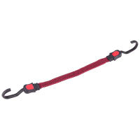 ProSource Bungee Stretch Cord, 17 mm Dia, 15 in L, Polypropylene, Red, Hook End