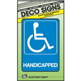 "Handicapped" Sign, Blue & White Plastic, 5 x 7-In.