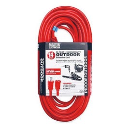 Extension Cord, 14/3 SJTW Red Round Vinyl, 50-Ft.