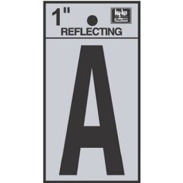 Address Letters, "A", Reflective Black/Silver Vinyl, Adhesive, 1-In.