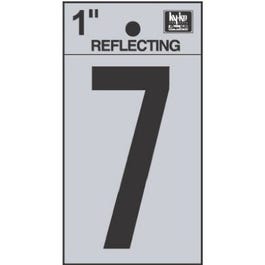Address Numbers, "7", Reflective Black/Silver Vinyl, Adhesive, 1-In.