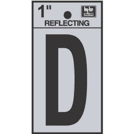 Address Letters, "D", Reflective Black/Silver Vinyl, Adhesive, 1-In.