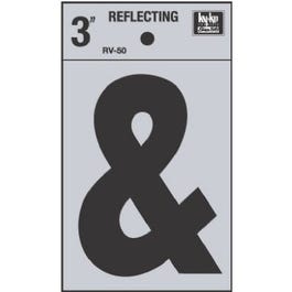 Address Letters, "&", Reflective Black/Silver Vinyl, Adhesive, 3-In.