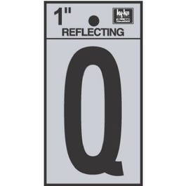 Address Letters, "Q", Reflective Black/Silver Vinyl, Adhesive, 1-In.