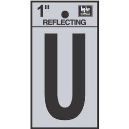 Address Letters, "U", Reflective Black/Silver Vinyl, Adhesive, 1-In.