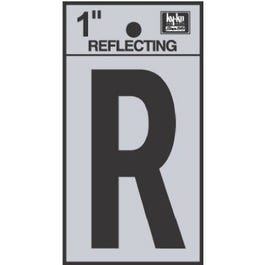 Address Letters, "R", Reflective Black/Silver Vinyl, Adhesive, 1-In.