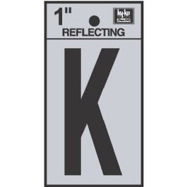 Address Letters, "K", Reflective Black/Silver Vinyl, Adhesive, 1-In.