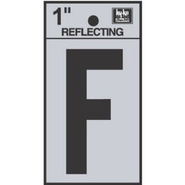 Address Letters, "F", Reflective Black/Silver Vinyl, Adhesive, 1-In.