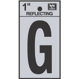 Address Letters, "G", Reflective Black/Silver Vinyl, Adhesive, 1-In.