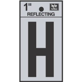 Address Letters, "H", Reflective Black/Silver Vinyl, Adhesive, 1-In.
