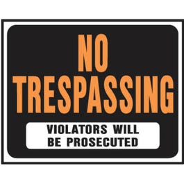 Jumbo "No Trespassing" Sign, Plastic, 15 x 19-In.