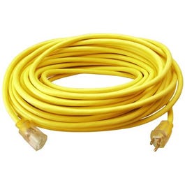 Extension Cord, 12/3 SJTW-A, Round Vinyl Yellow,100-Ft.