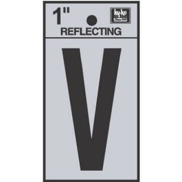 Address Letters, "V", Reflective Black/Silver Vinyl, Adhesive, 1-In.