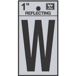Address Letters, "W", Reflective Black/Silver Vinyl, Adhesive, 1-In.
