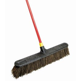 Bulldozer Push Broom, Soft Sweep, Polypropylene Fibers, Red Handle,  24-In.