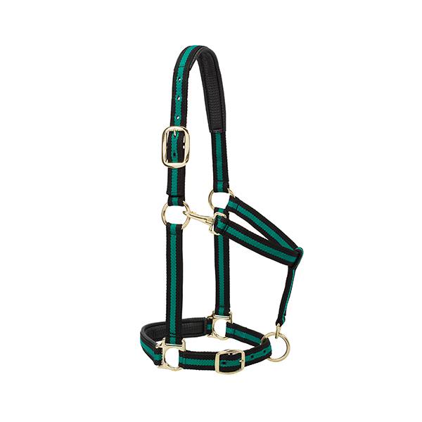 Weaver Leather Striped Padded Adjustable Chin And Throat Snap Halter Average Green 1"