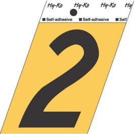 Address Numbers, "2", Angle-Cut, Black & Gold Adhesive, 3.5-In.