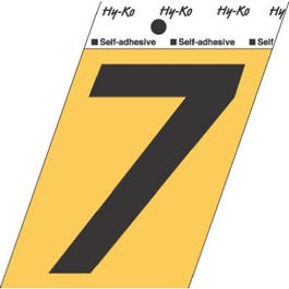 Address Numbers, "7", Angle-Cut, Black & Gold Adhesive, 3.5-In.