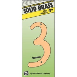 House Address Number "3", Brass, 4-In.
