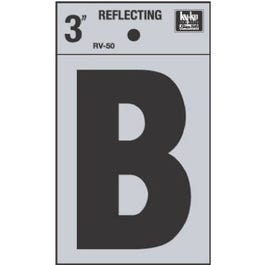 Address Letters, "B", Reflective Black/Silver Vinyl, Adhesive, 3-In.