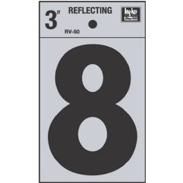 Address Number "8", Reflective Black Vinyl, 3-In.